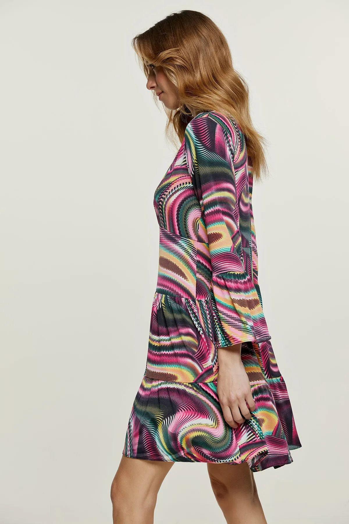 Print Mulberry Jersey Tiered Dress