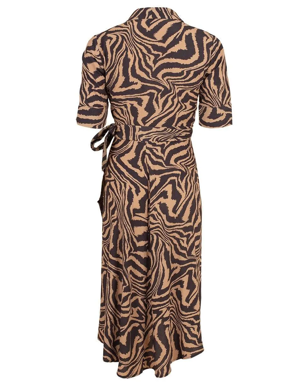 Printed Crepe Wrap Dress