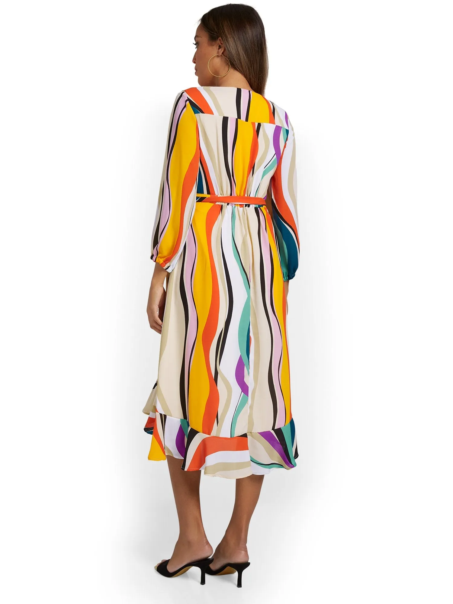 Printed Ruffle-Hem Midi Dress