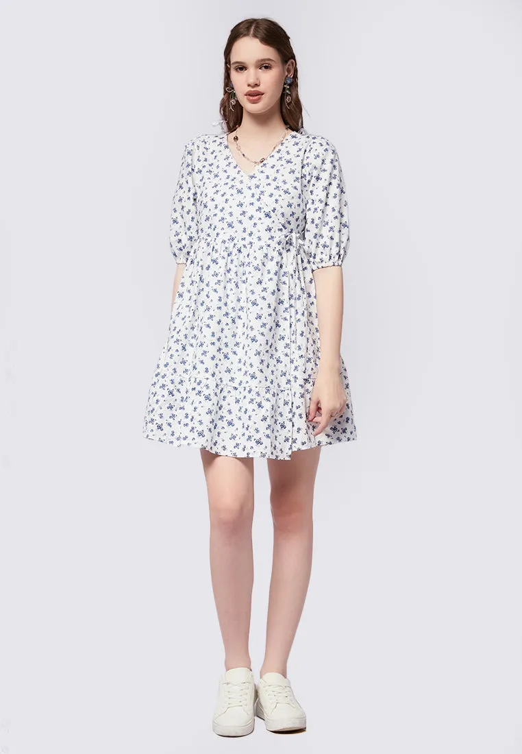 Printed Wrap Mini Dress