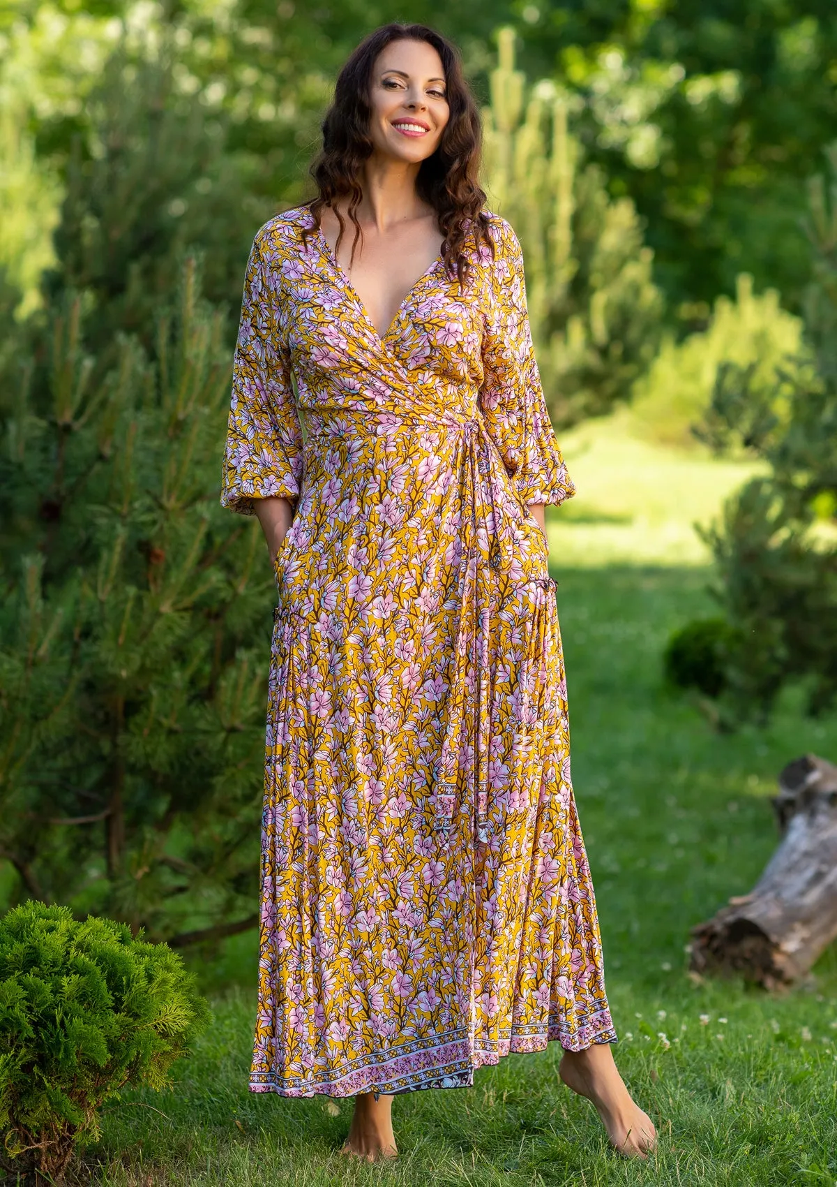 Queen Wrap Yellow Dress