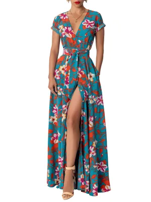 "Aaliyah" Print Wrap Maxi Dress
