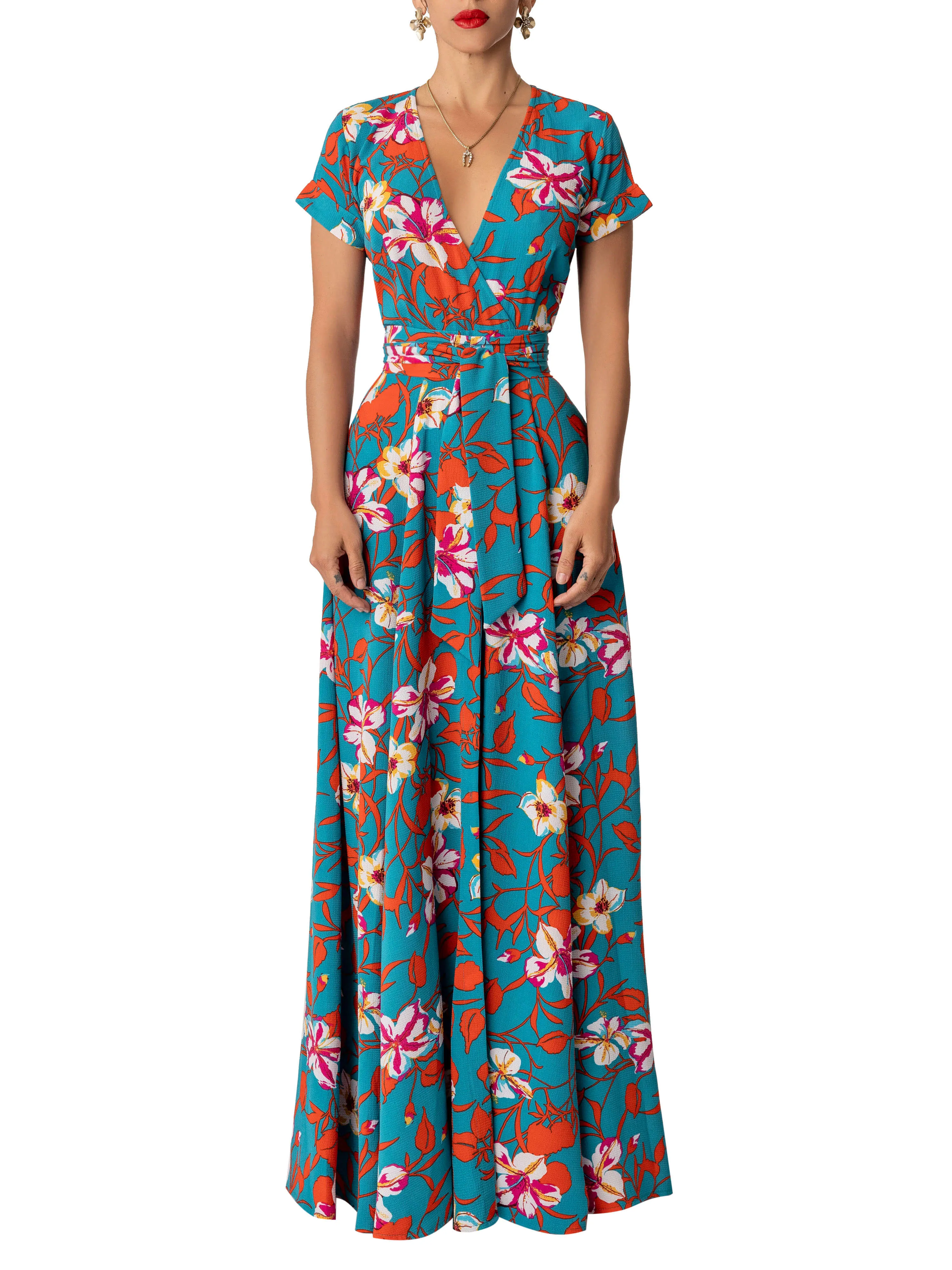 "Aaliyah" Print Wrap Maxi Dress