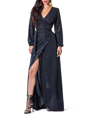 "Diana" Sparkly Wrap Maxi Dress