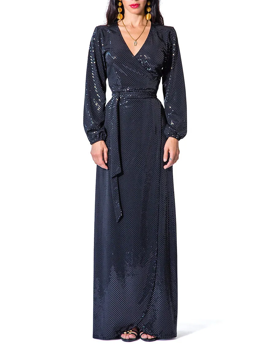 "Diana" Sparkly Wrap Maxi Dress