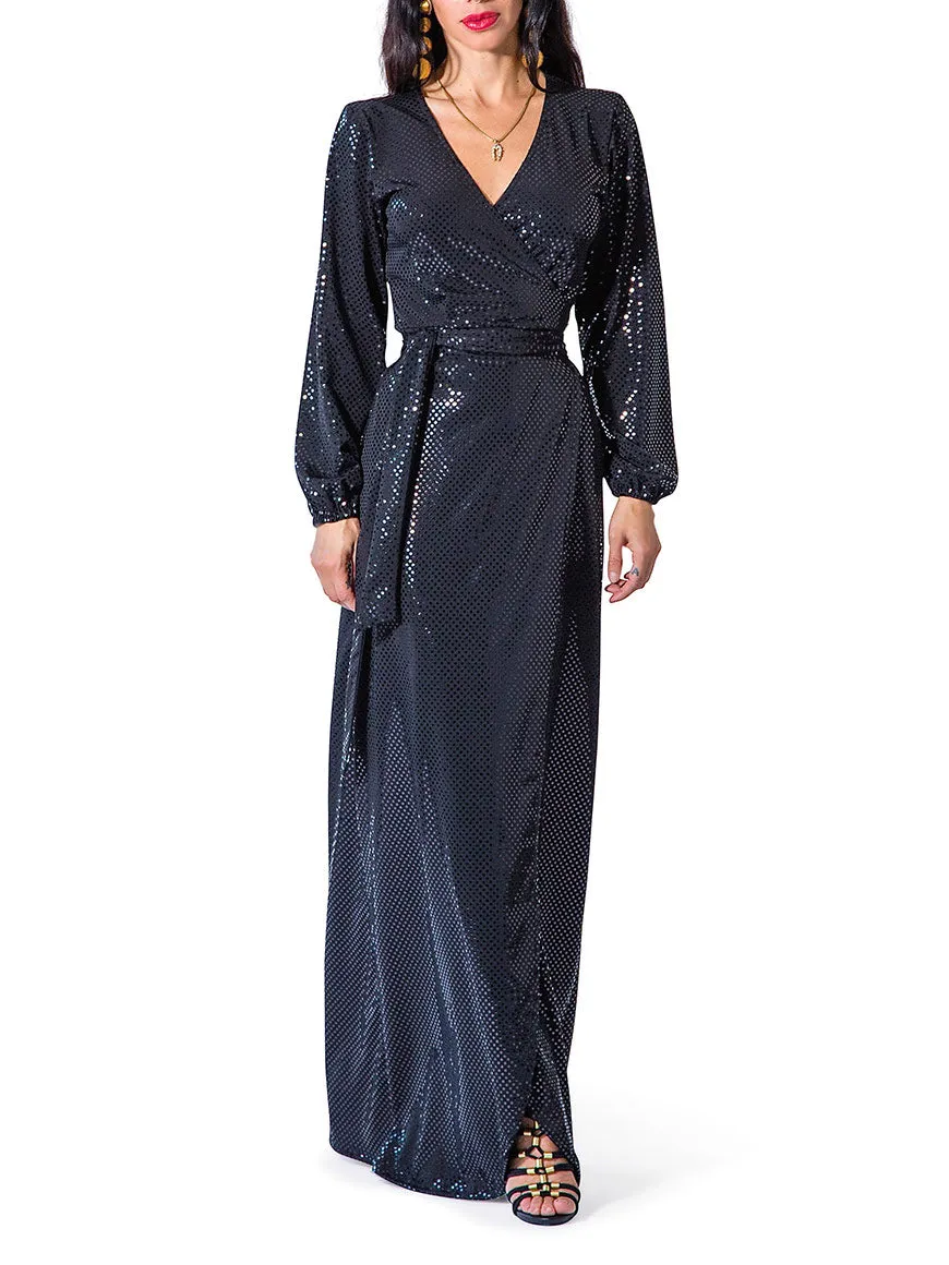 "Diana" Sparkly Wrap Maxi Dress