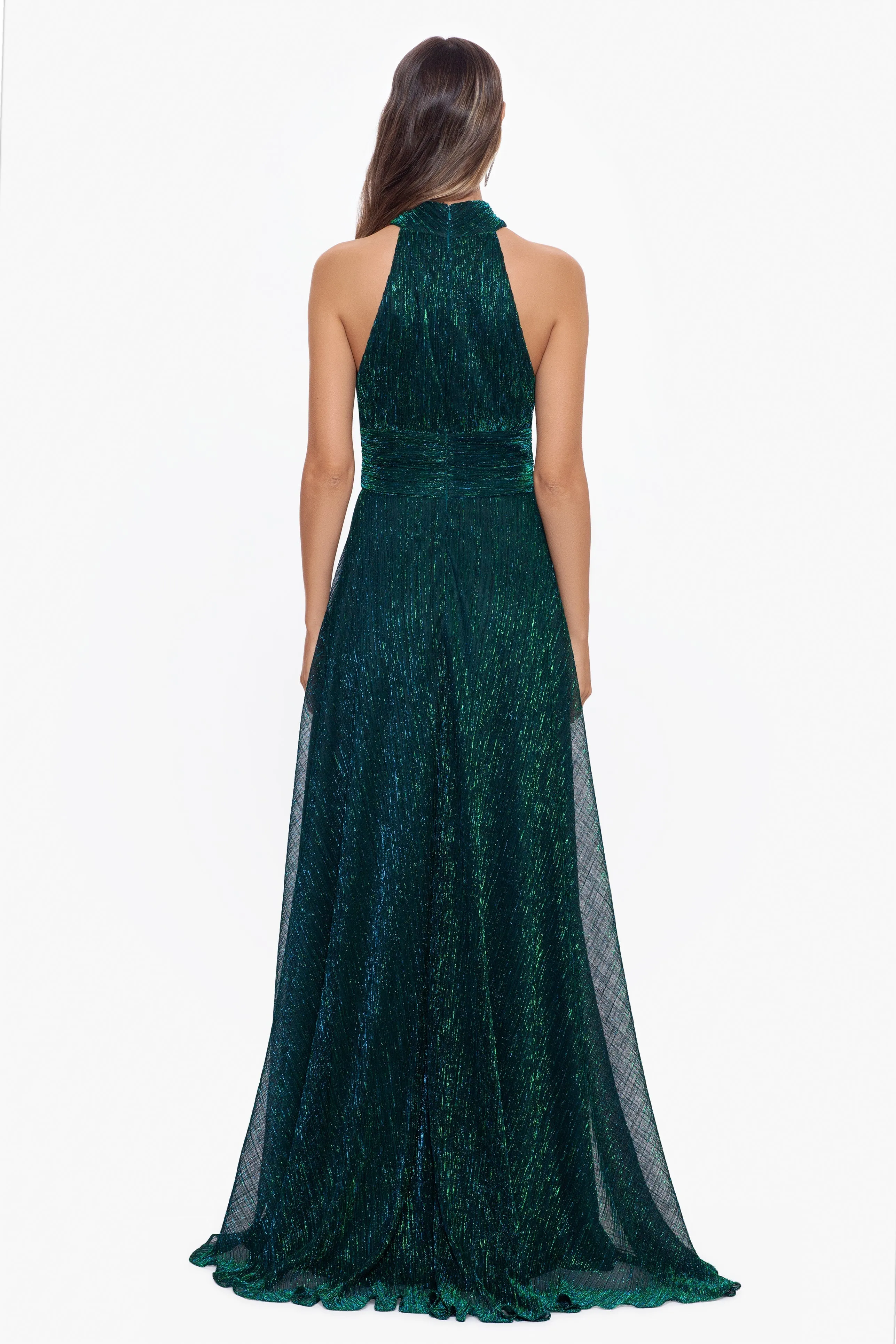 "Stella" Long Crinkle Halter Wrap Skirt Dress