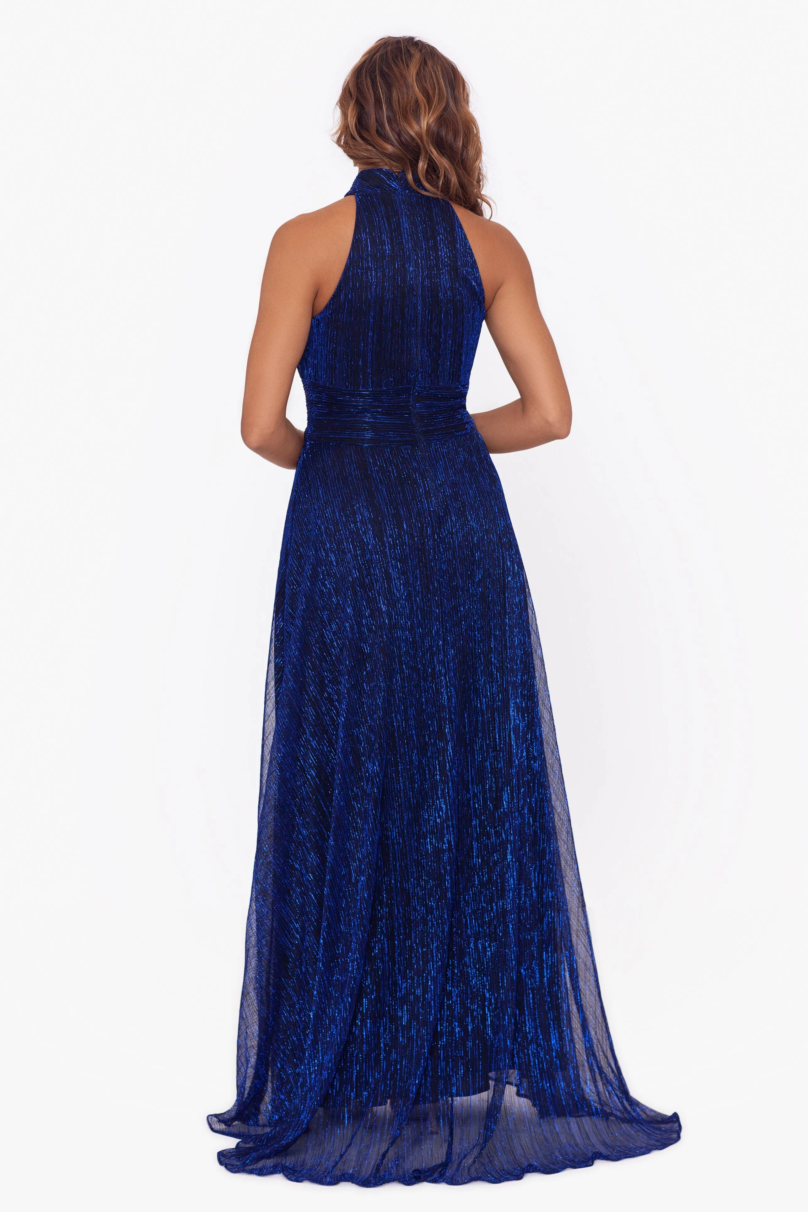 "Stella" Long Crinkle Halter Wrap Skirt Dress