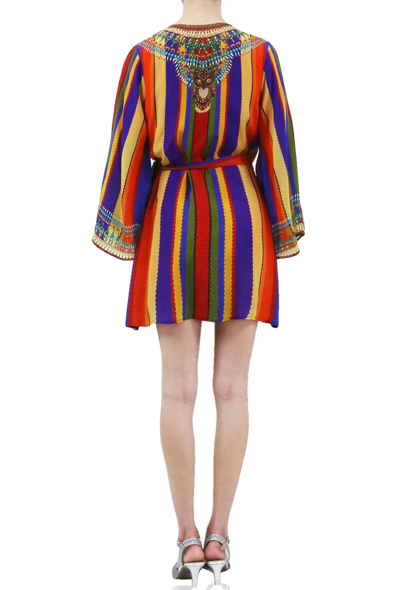 Rainbow Stripe Print Short Dress
