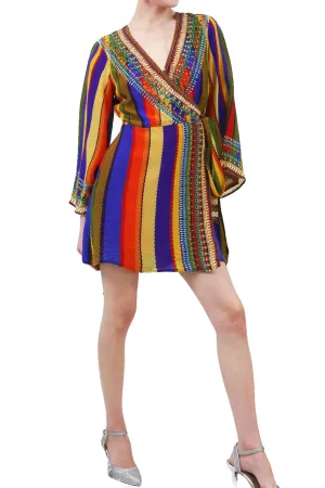 Rainbow Stripe Print Short Dress