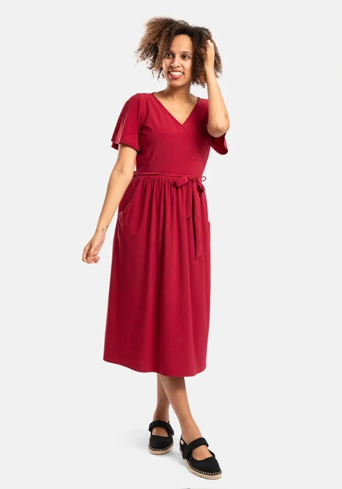 Ramsey Plain Magenta Midi Dress