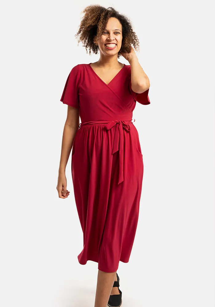 Ramsey Plain Magenta Midi Dress