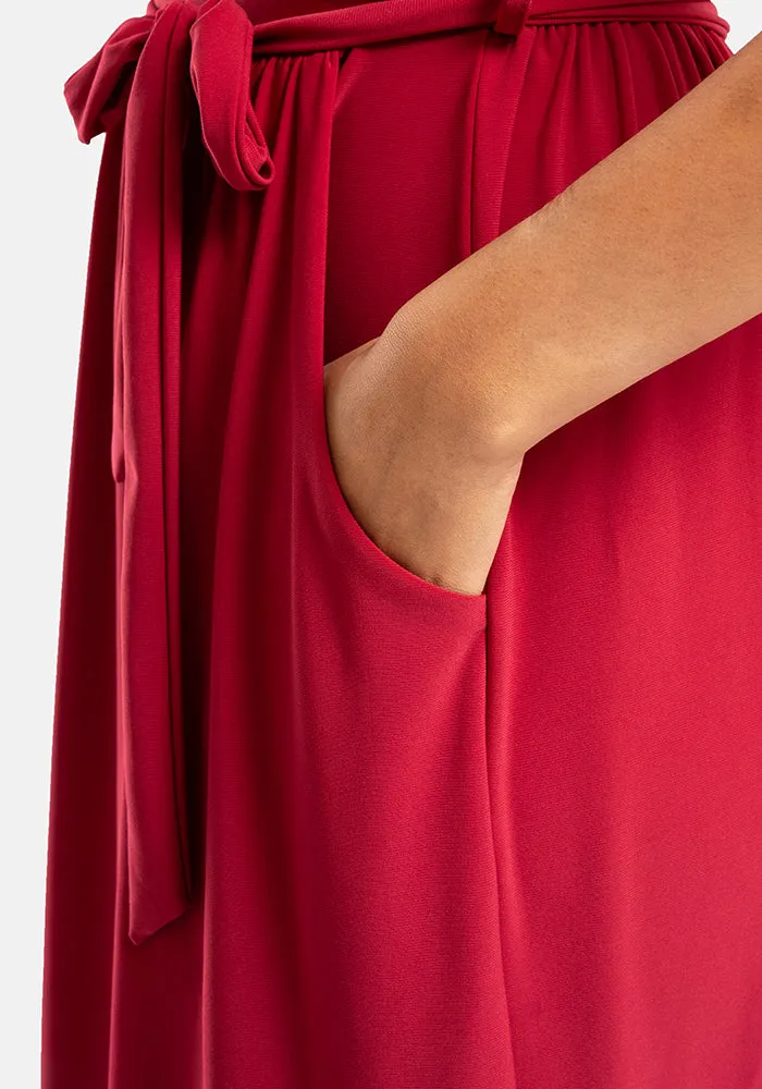 Ramsey Plain Magenta Midi Dress