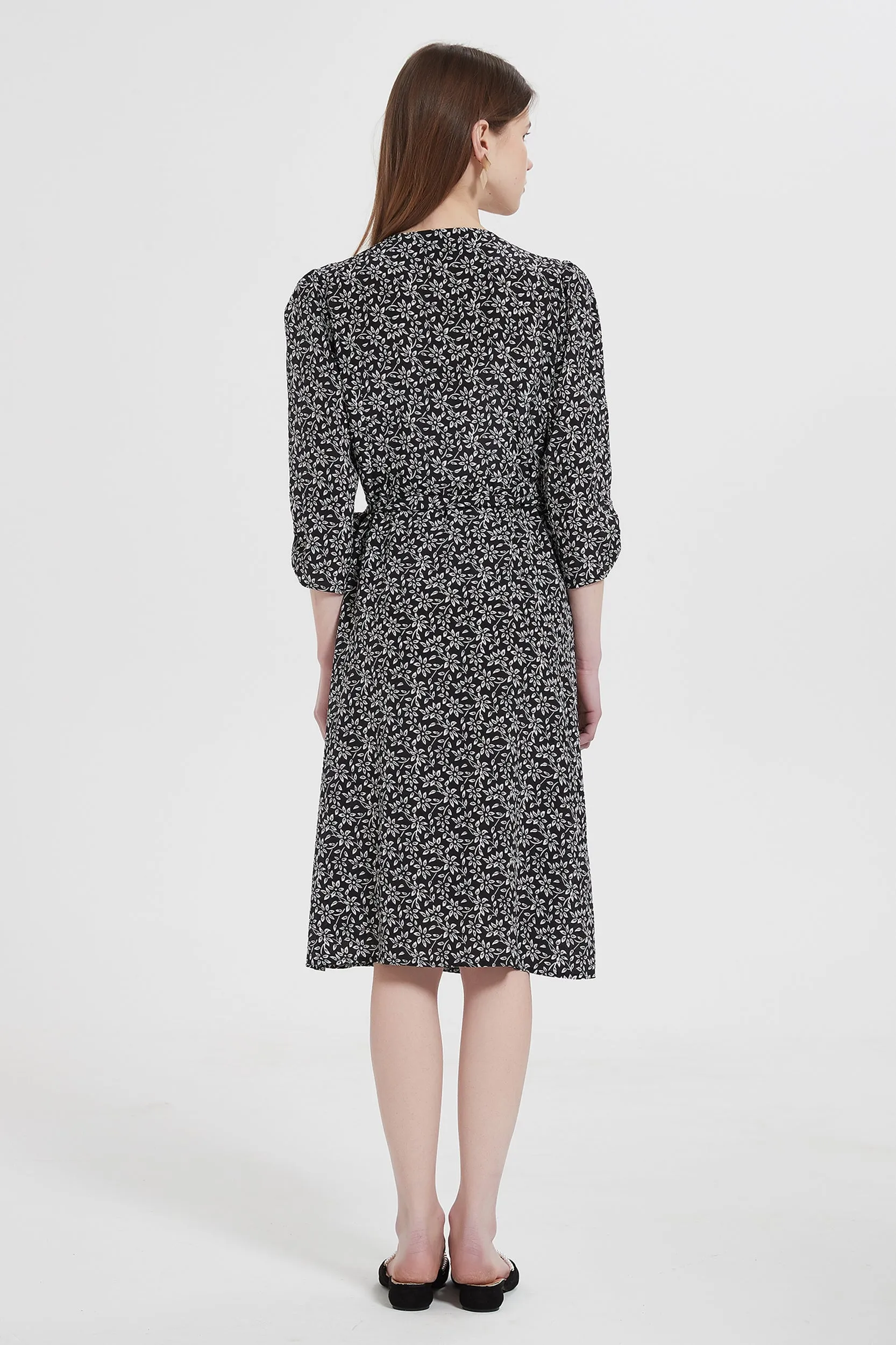 Rebecca V-Neck Silk Wrap Midi Dress