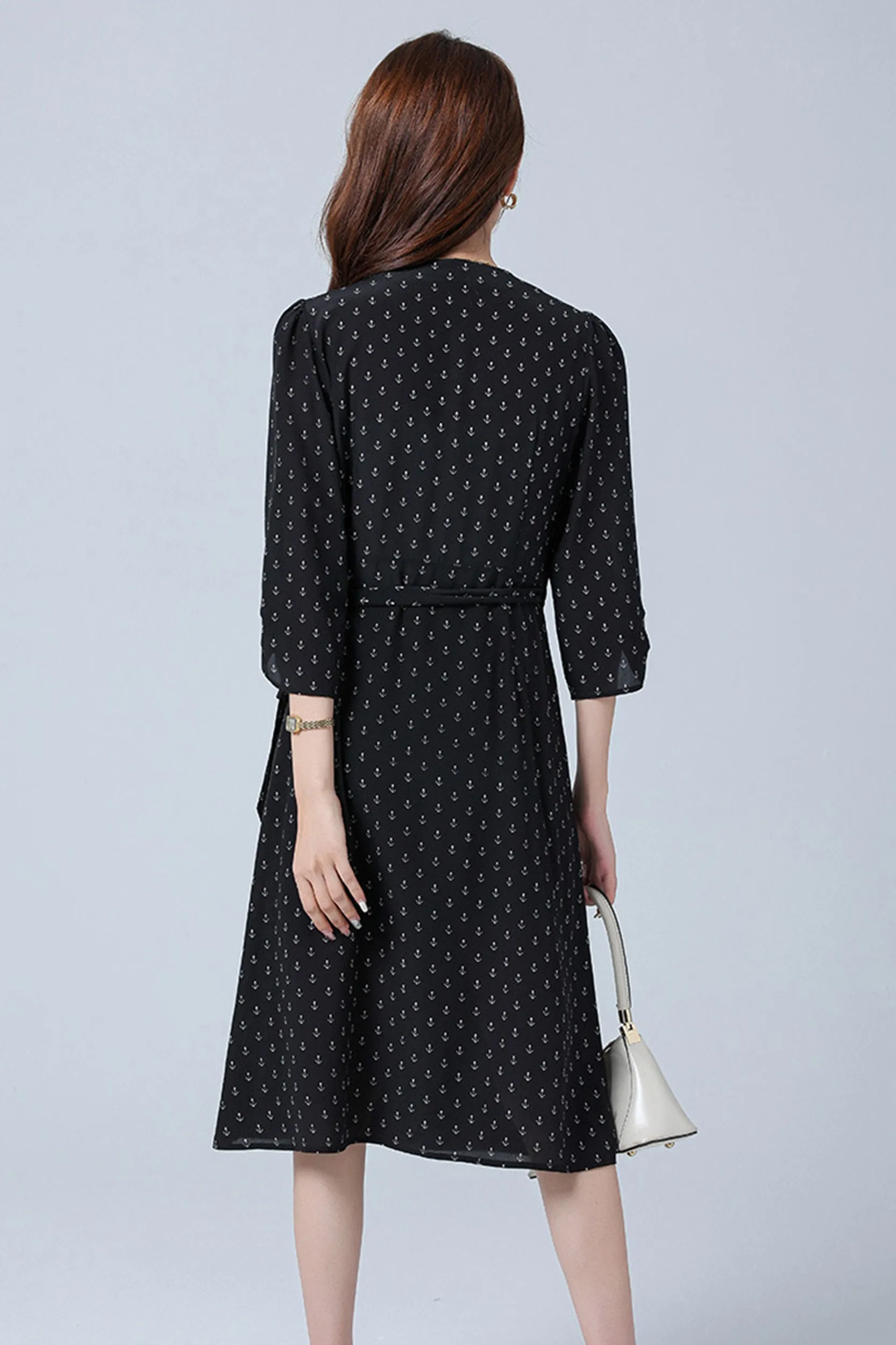 Rebecca V-Neck Silk Wrap Midi Dress