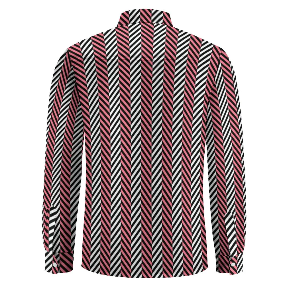 Red & Black Stripe One Pocket Long Sleeve Shirt