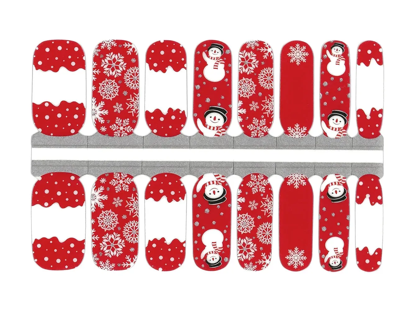 Red and White Hello Frosty Snowflakes - Nail Wrap Set