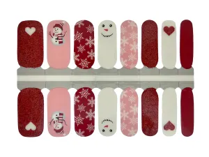 Red Glitter, White and Pink I Heart Frosty - Nail Wrap Set