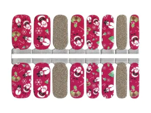 Red, White, Black and Gold Glitter Frosty, Santa, Holly and Candy Canes - Nail Wrap Set