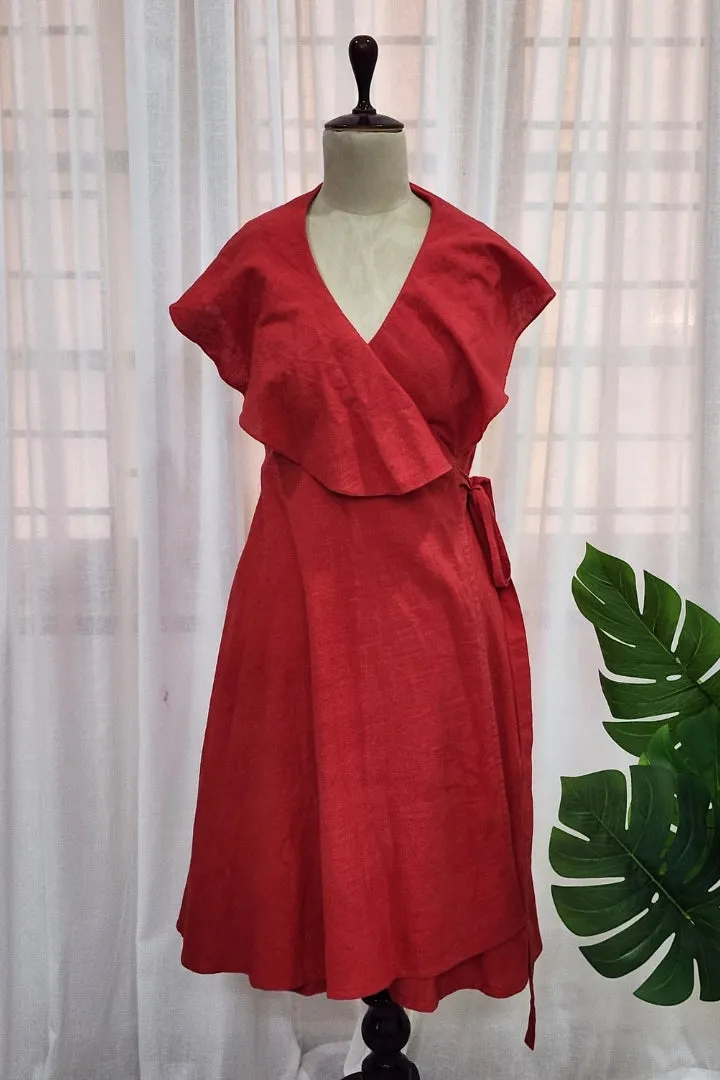 Red wrap dress