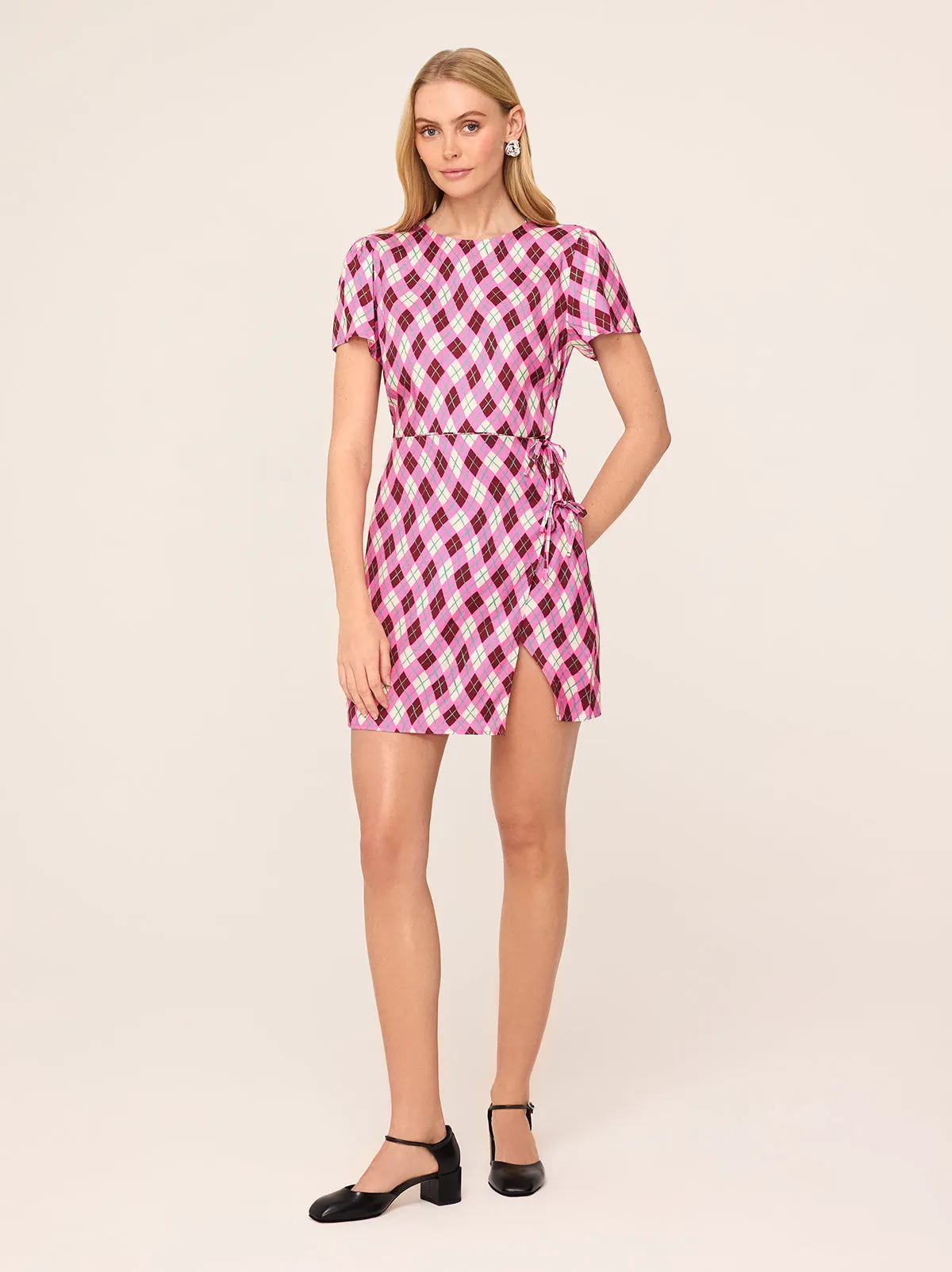 Riley Pink Argyle Print Mini Dress