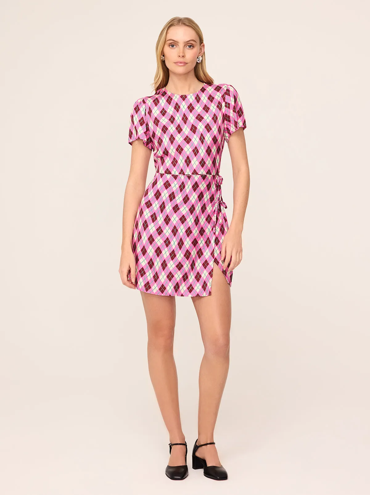 Riley Pink Argyle Print Mini Dress