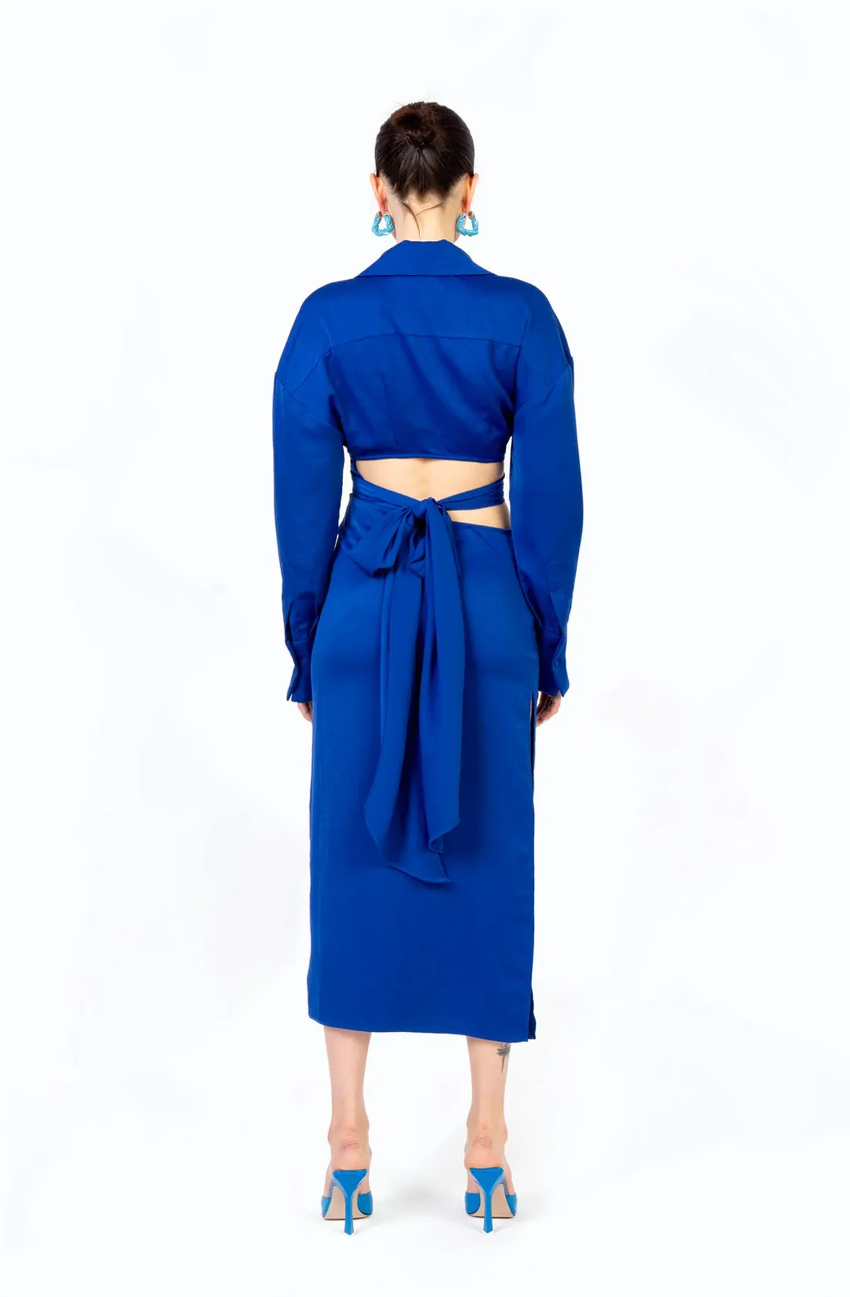 RONNY KOBO Ranell Satin Cutout Wrap Dress