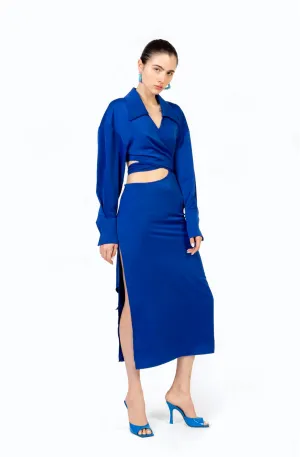 RONNY KOBO Ranell Satin Cutout Wrap Dress