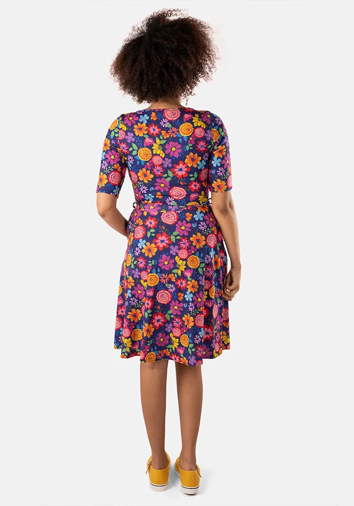 Rosetta Bright Embroidered Floral Print Dress