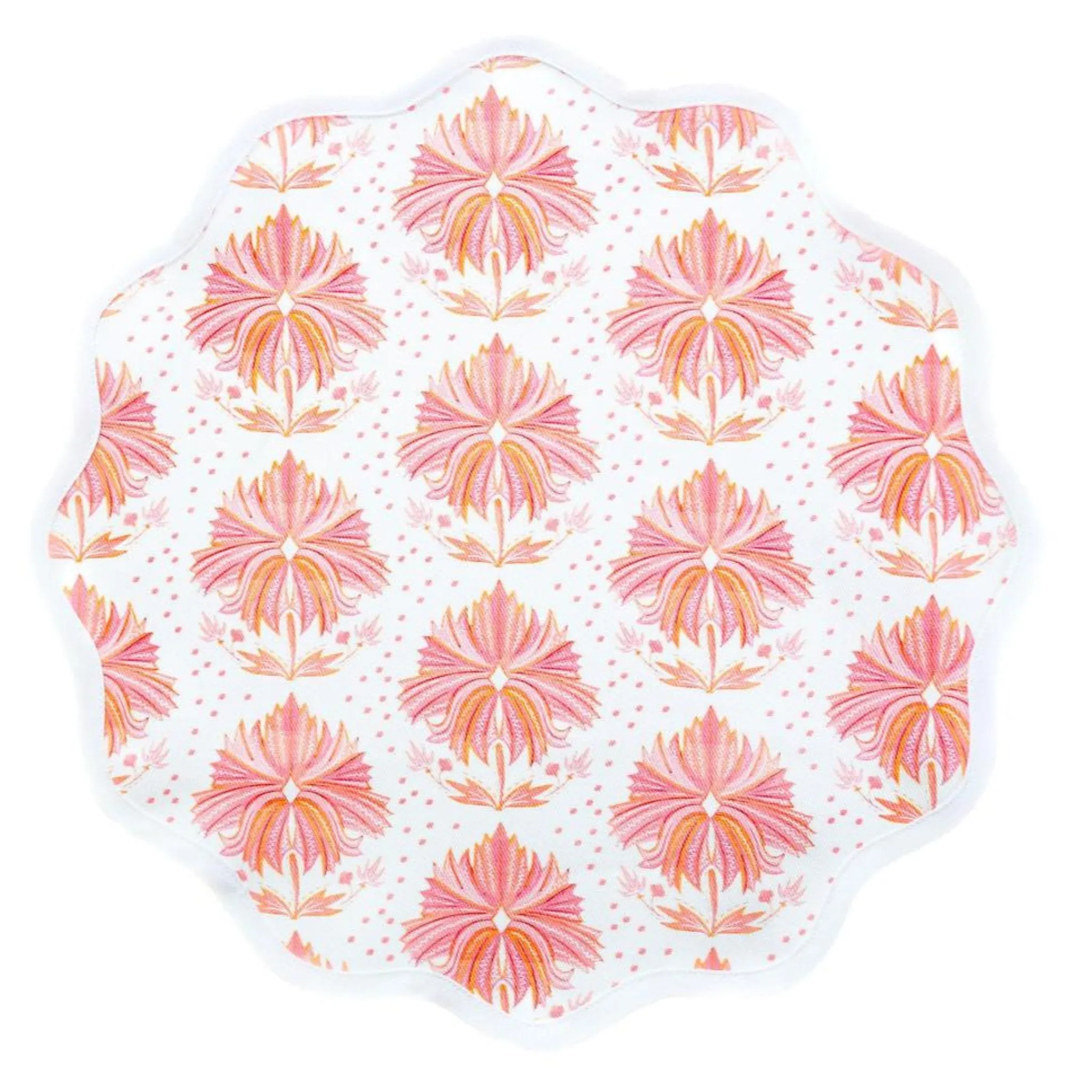 Round Scalloped Placemat, Lotus Flower