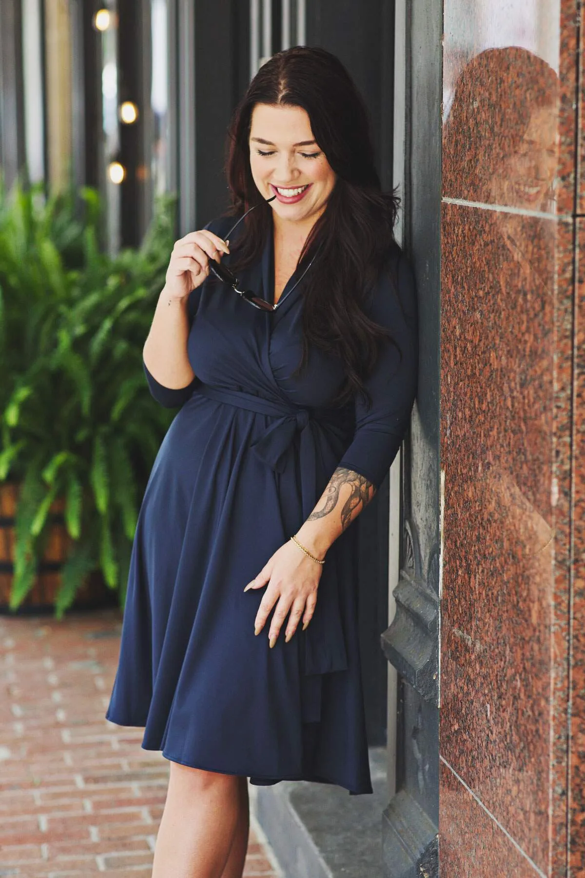 Ruby Dress (3/4 Sleeves) - Midnight Blue