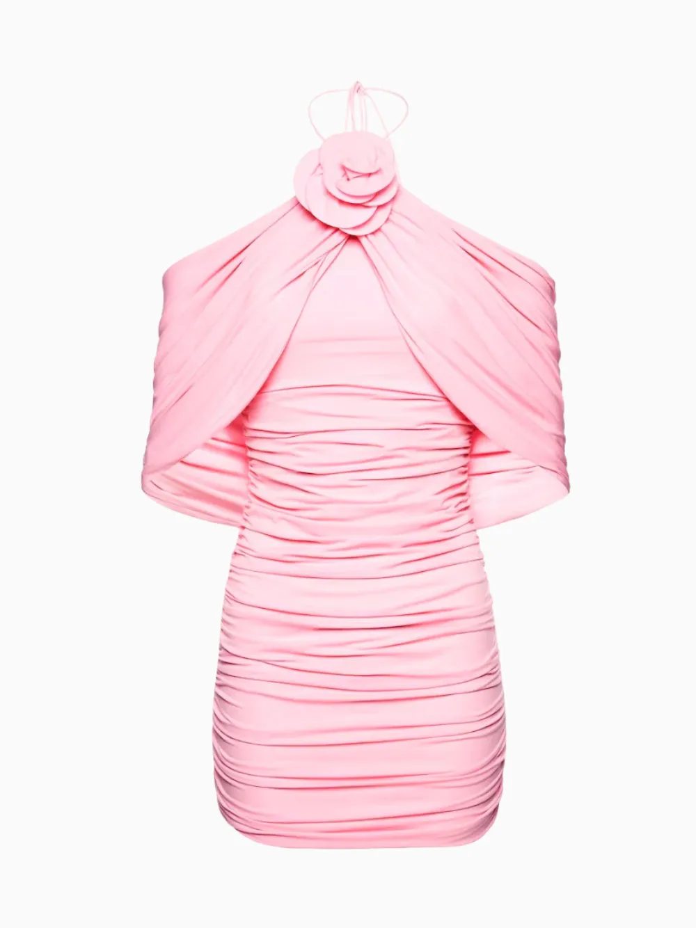 Ruched flower appliqué dress