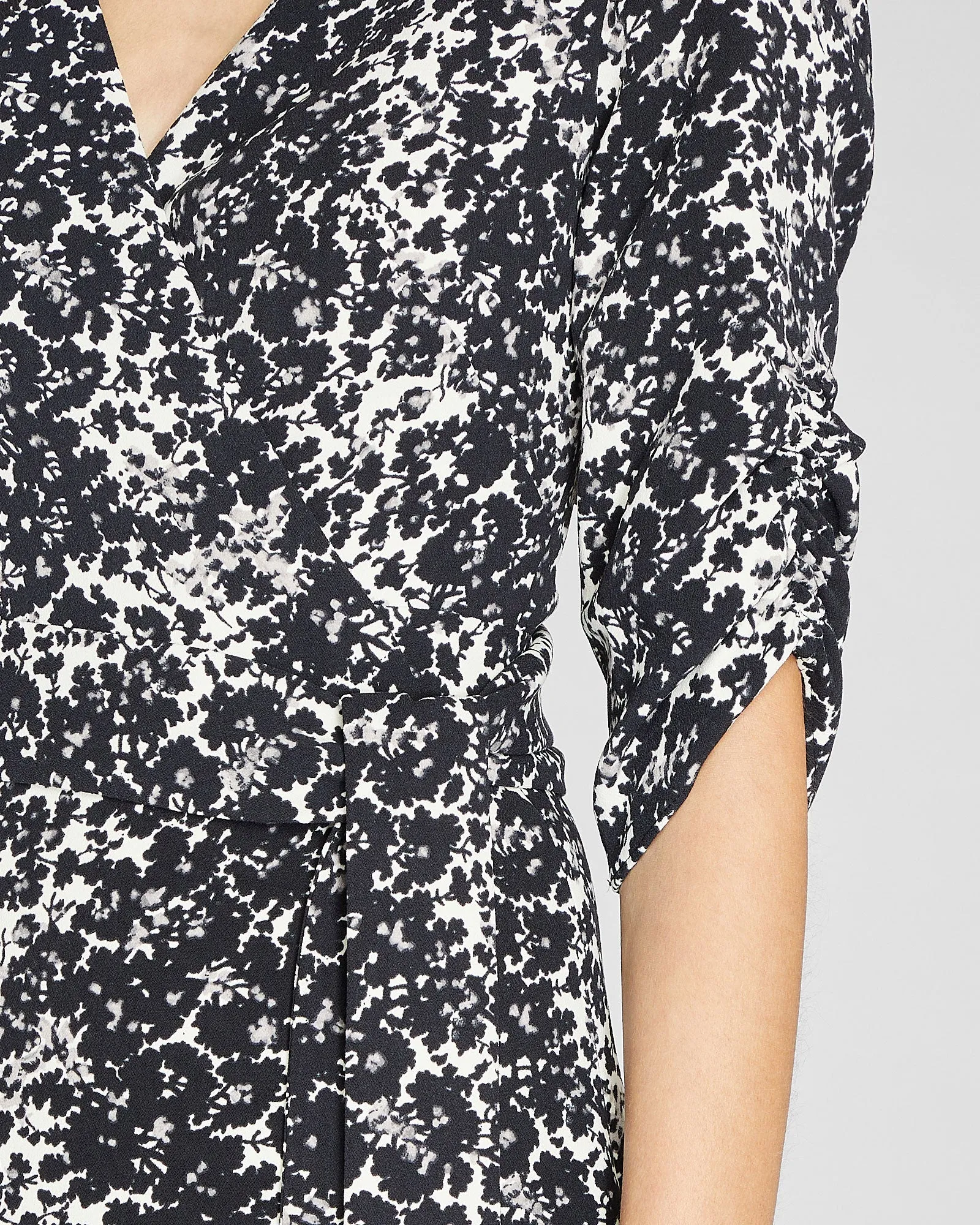 Ruched Sleeve Wrap Dress
