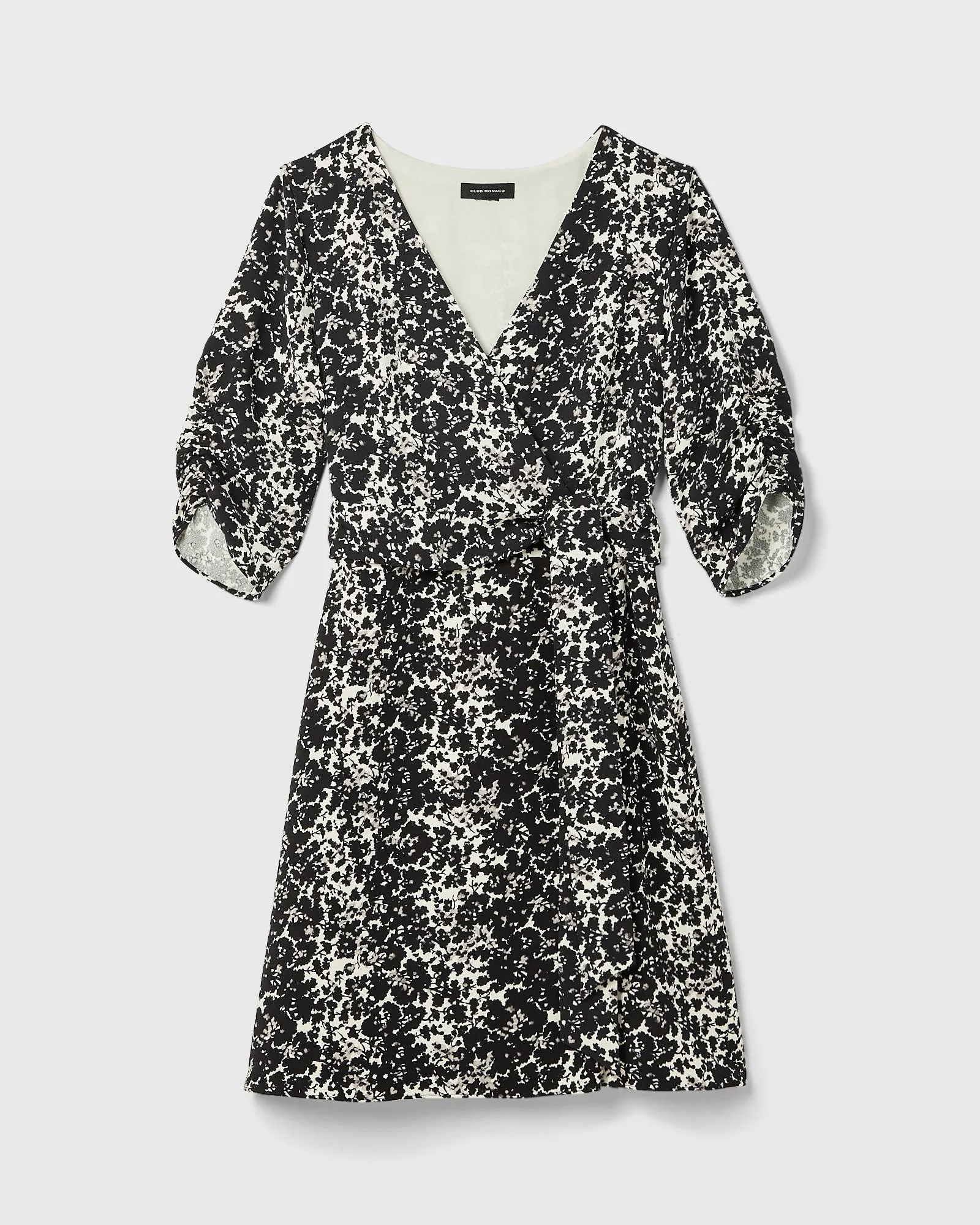 Ruched Sleeve Wrap Dress