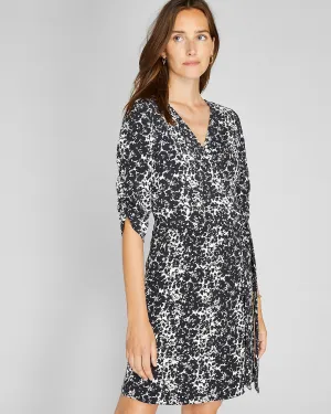 Ruched Sleeve Wrap Dress