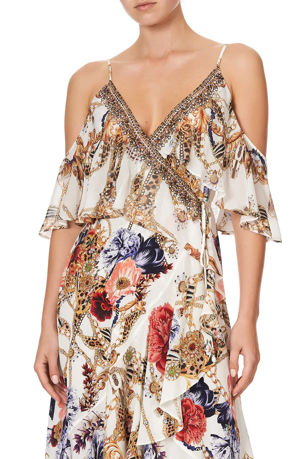 Ruffle Overlay Wrap Dress, Reign Supreme
