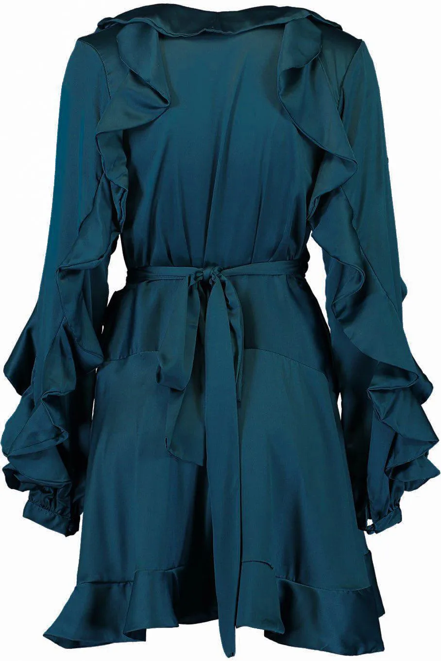 Ruffle Sleeve Mini Wrap Dress