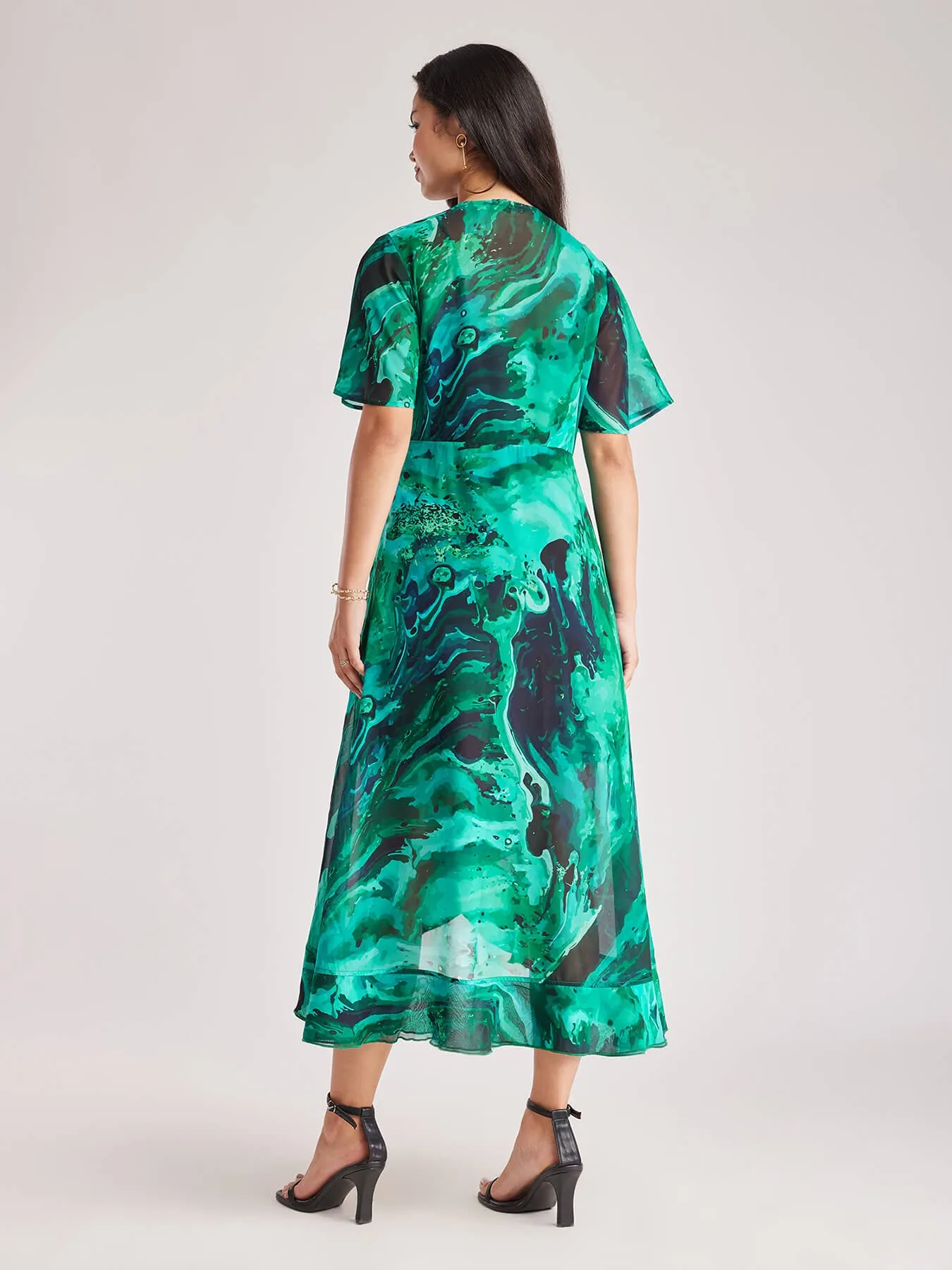 Ruffle Wrap Dress - Teal