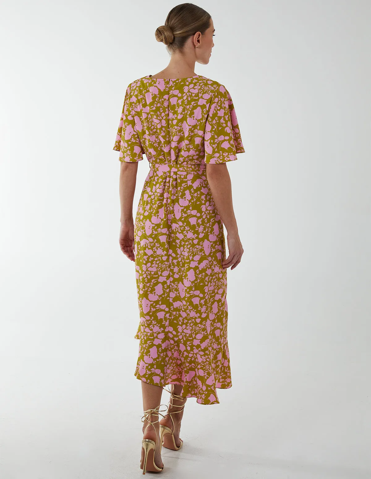Ruffle Wrap Midi Dress