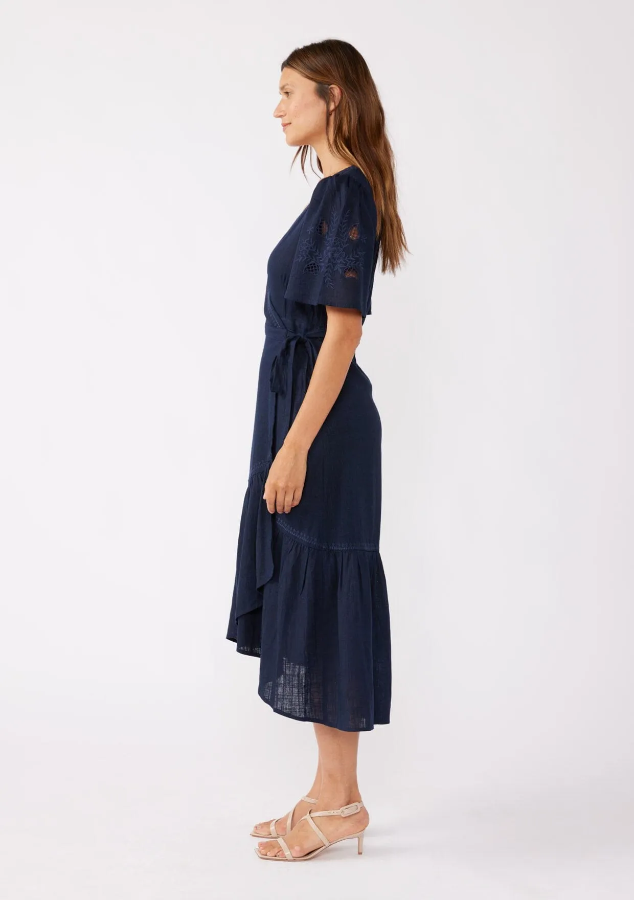 Sadie Embroidered Wrap Dress