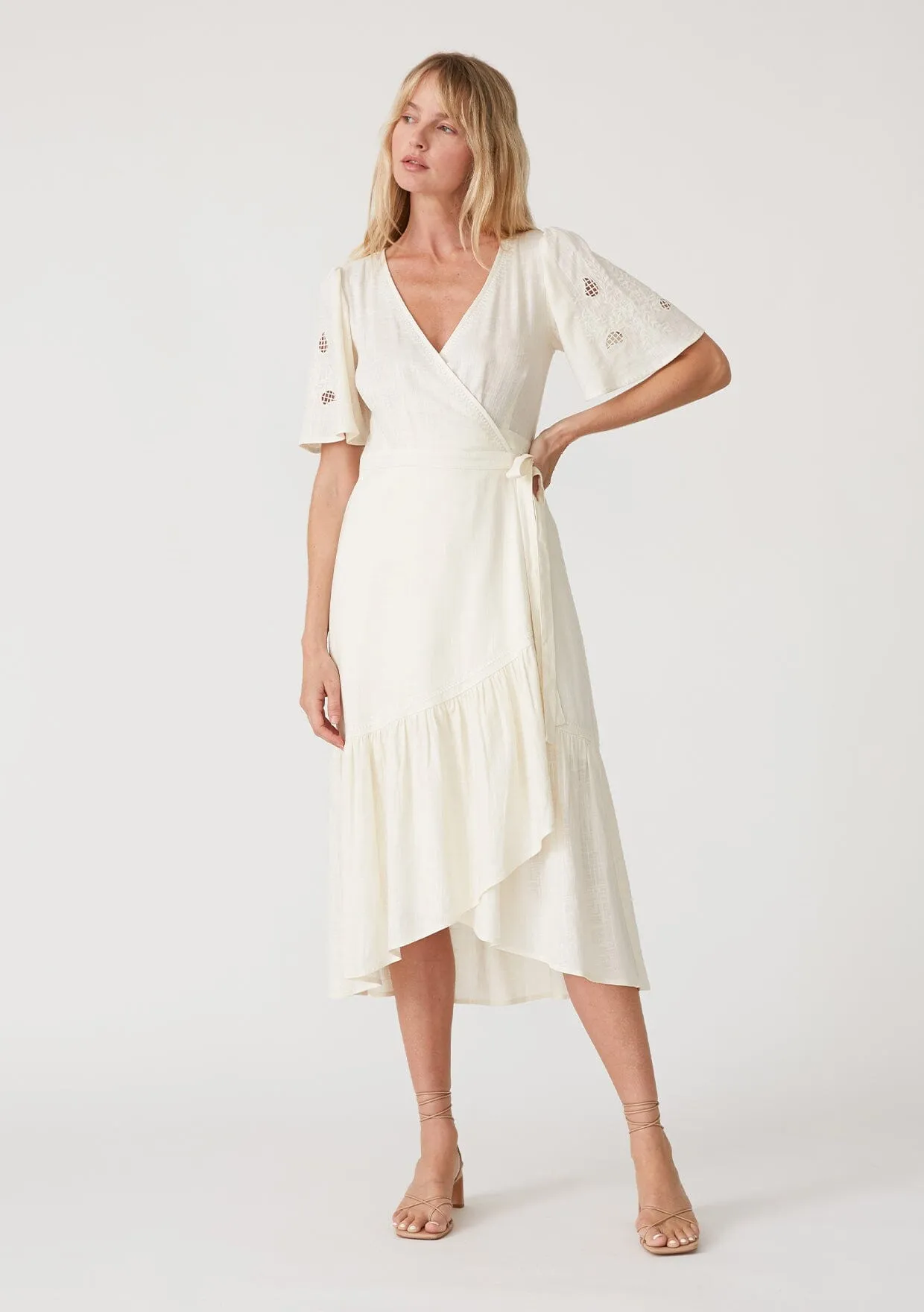 Sadie Embroidered Wrap Dress