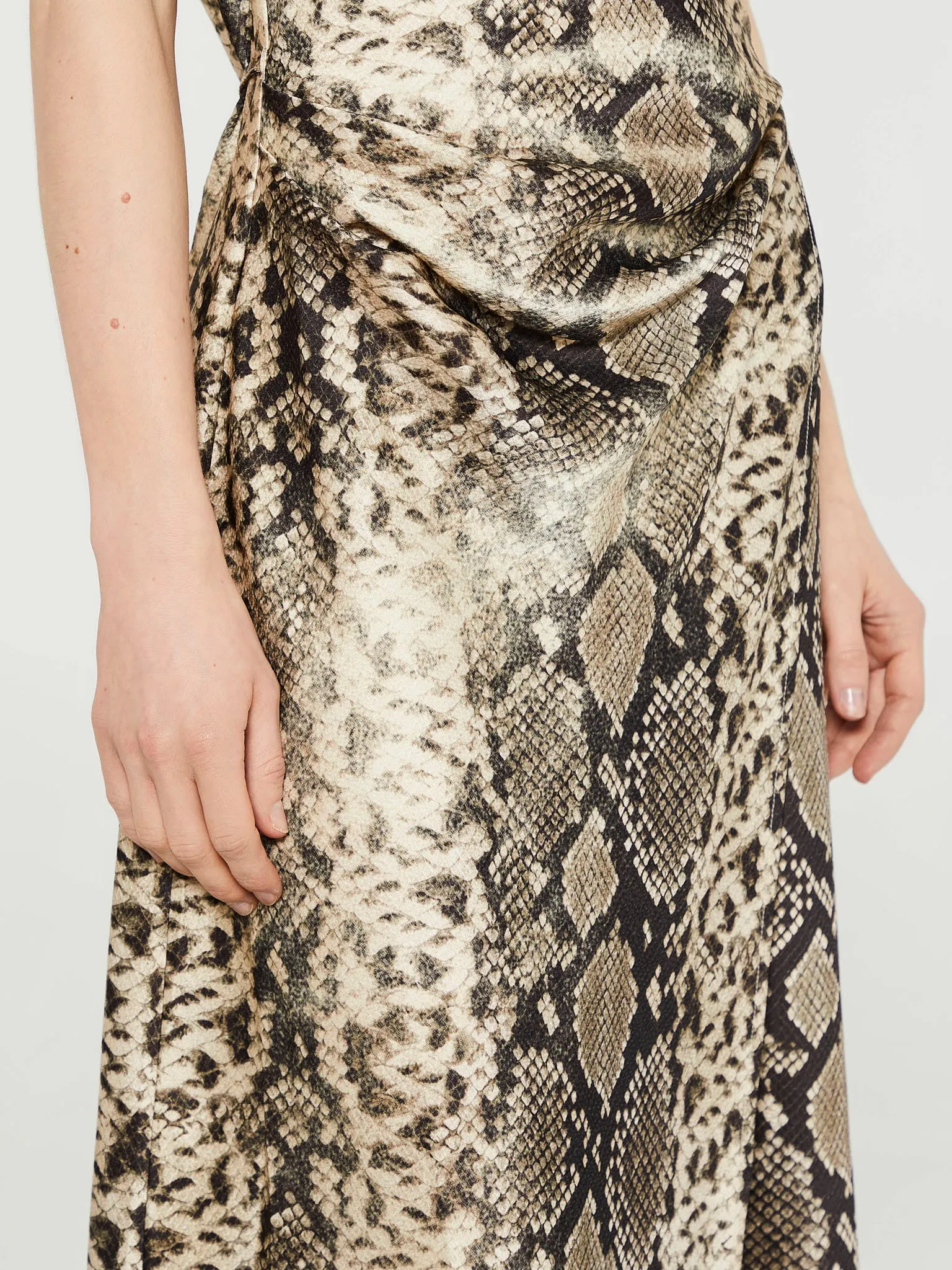 Satin Dress in Multi Brown