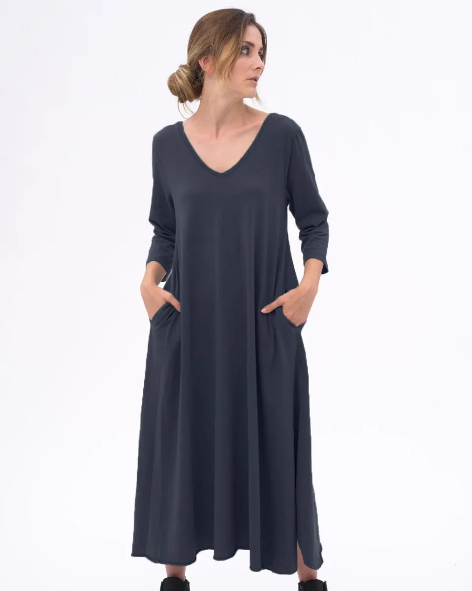 Scoop Neck 3/4 Sleeve Organic Cotton Dress