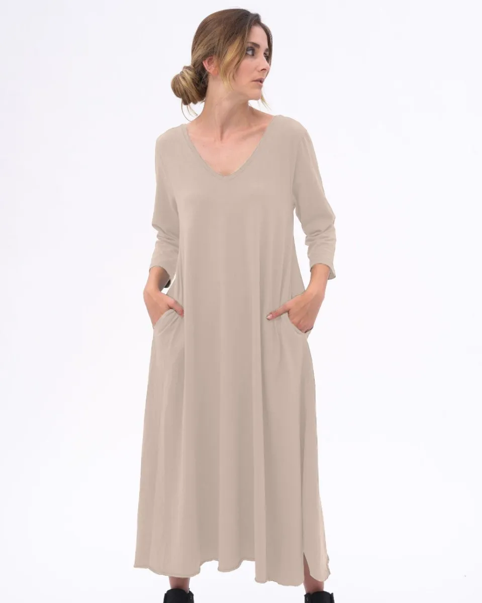 Scoop Neck 3/4 Sleeve Organic Cotton Dress