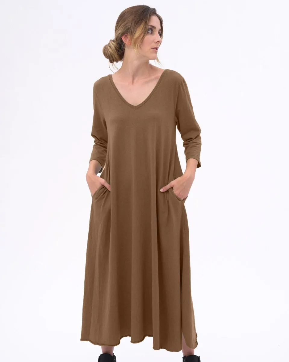 Scoop Neck 3/4 Sleeve Organic Cotton Dress