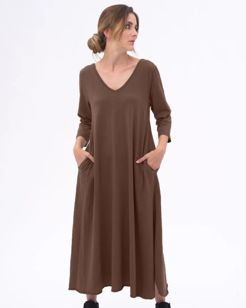 Scoop Neck 3/4 Sleeve Organic Cotton Dress