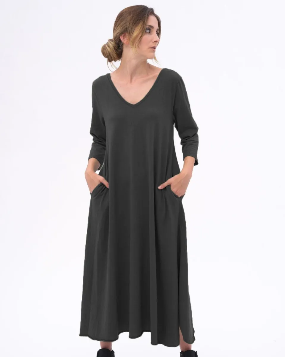 Scoop Neck 3/4 Sleeve Organic Cotton Dress
