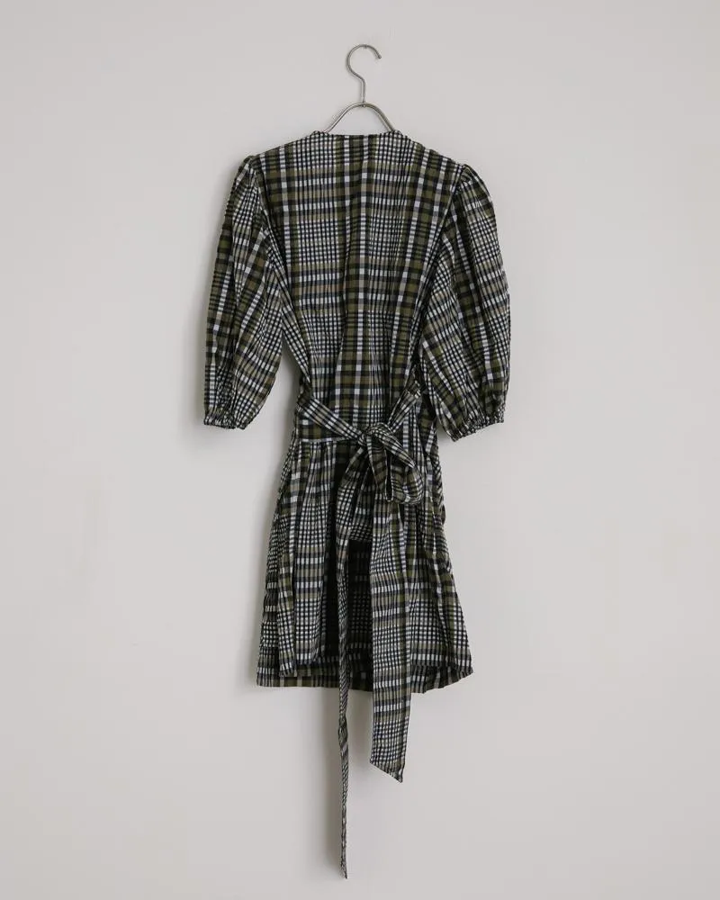 Seersucker Wrap Dress in Kalamata