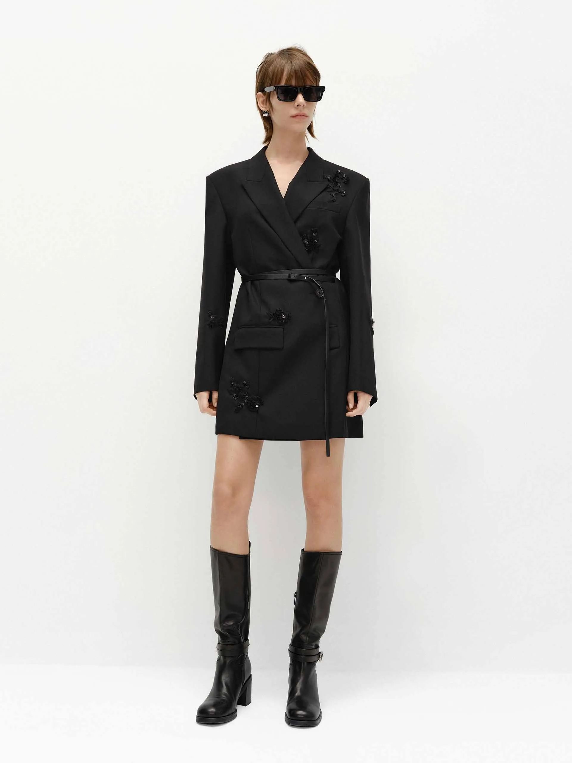 Sequin Detail Blazer Dress