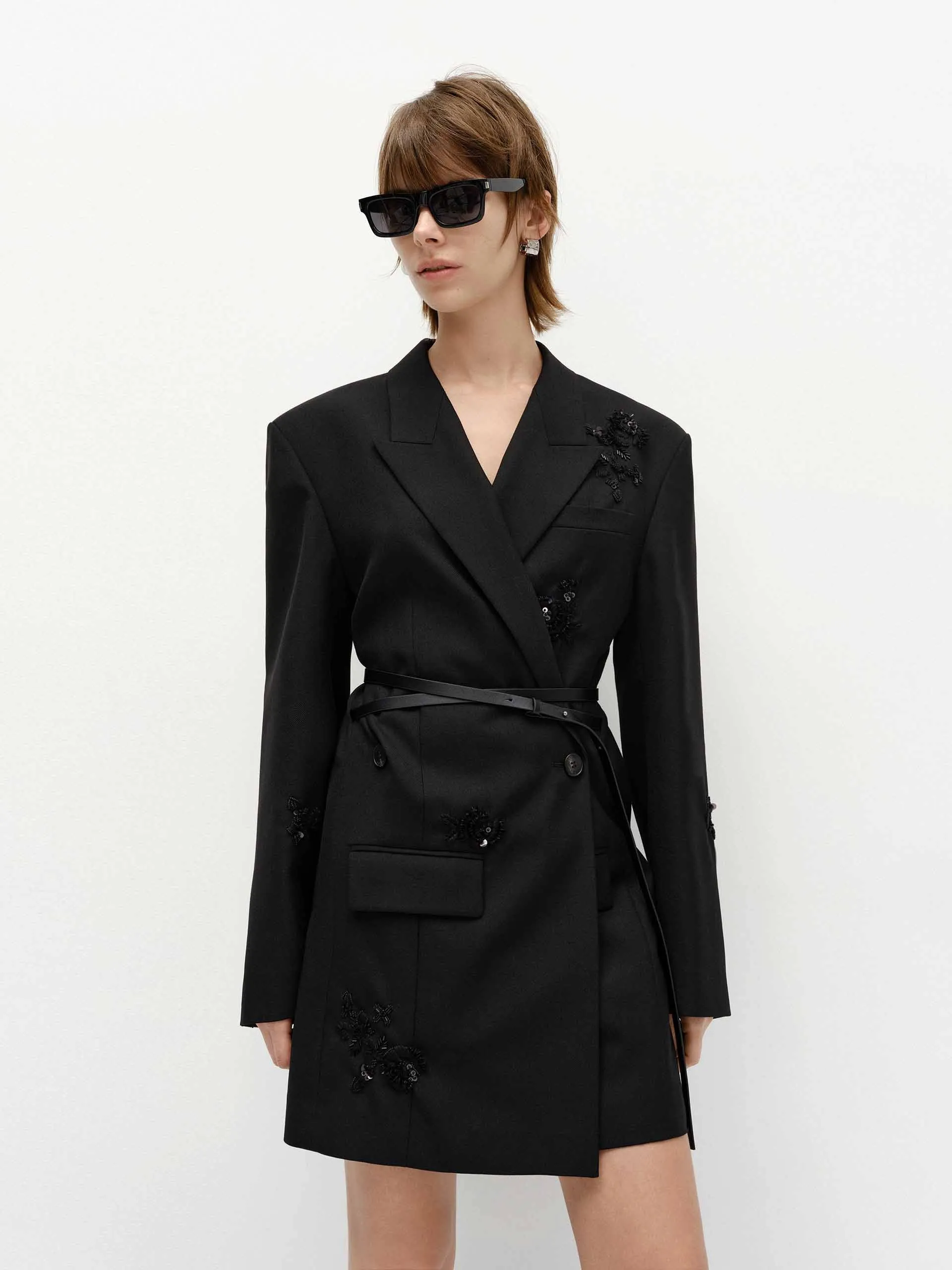 Sequin Detail Blazer Dress